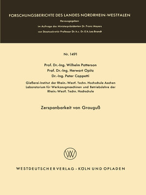 cover image of Zerspanbarkeit von Grauguß